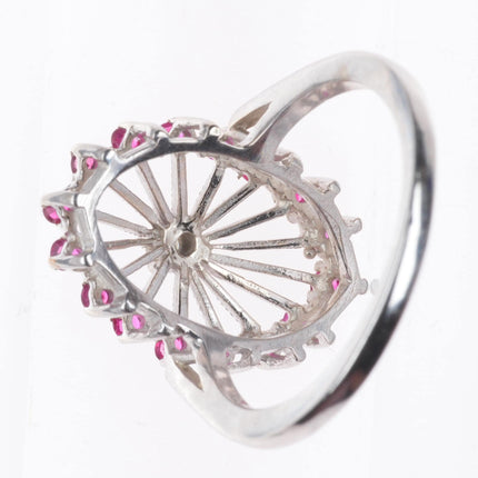 sz6 vintage Art Deco 14k white gold, Diamond, rubies cocktail ring
