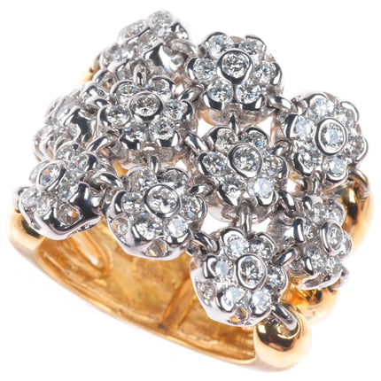 sz5.25 Sonia B Bitton 18k yellow-white gold-Diamond florettes articulating ring