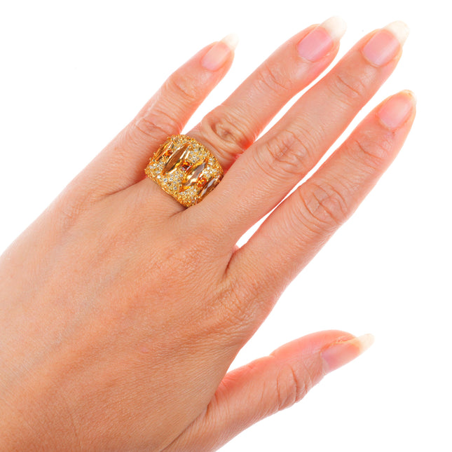 sz6.25 Guild 18k yellow gold-Diamond Madeira Citrine, yellow Sapphire ring