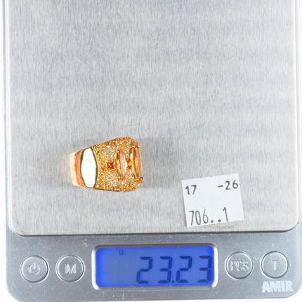sz6.25 Guild 18k yellow gold-Diamond Madeira Citrine, yellow Sapphire ring