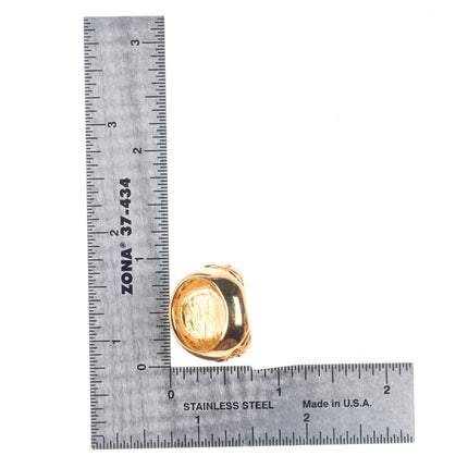 sz5.5 18k yellow gold, blue Diamond, Sapphire, mabe pearl cocktail ring