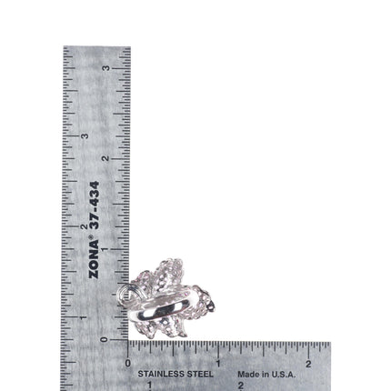 sz5 18k white gold pink Tourmaline and Purple Amethyst naturalistic leaf ring