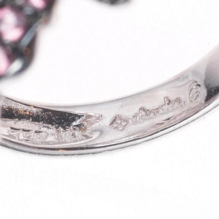 sz5 18k white gold pink Tourmaline and Purple Amethyst naturalistic leaf ring