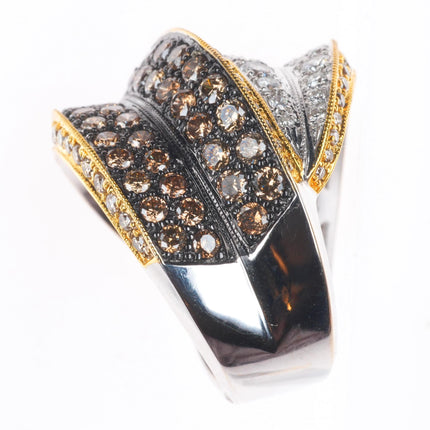 sz6.25 18k white-yellow gold 2.5cttw Diamond wide band statement ring