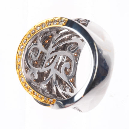 sz6.25 18k white-yellow gold 2.5cttw Diamond wide band statement ring