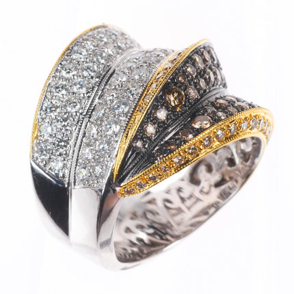 sz6.25 18k white-yellow gold 2.5cttw Diamond wide band statement ring