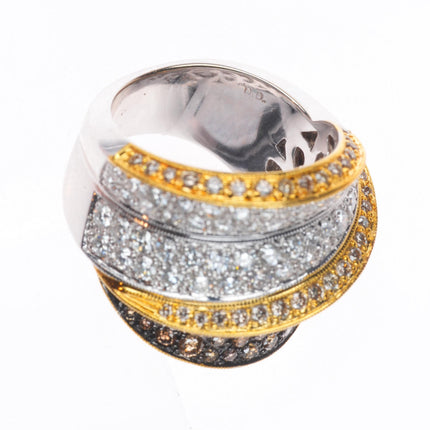 sz6.25 18k white-yellow gold 2.5cttw Diamond wide band statement ring