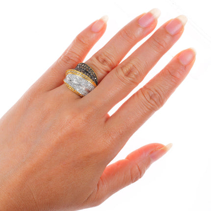 sz6.25 18k white-yellow gold 2.5cttw Diamond wide band statement ring