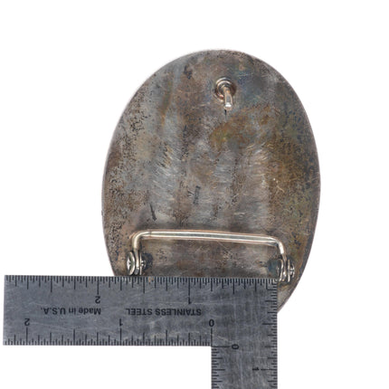 1.5" vintage Robert Vandover Navajo sterling silver heartline bear belt buckle