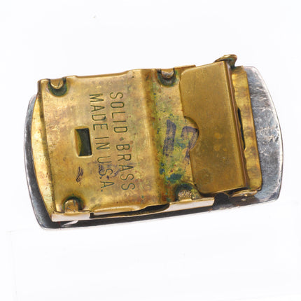 1.25" Vintage Navajo sterling silver turquoise channel inlay belt buckle