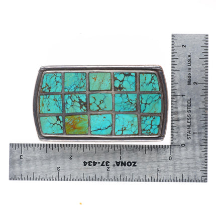 1.25" Vintage Navajo sterling silver turquoise channel inlay belt buckle