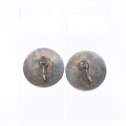 40's-50's Zuni sterling silver turquoise channel inlay screw back earrings