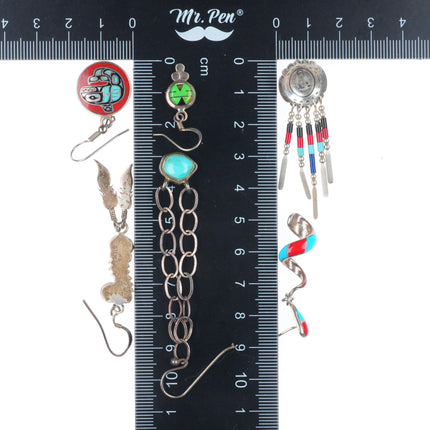 vintage Southwestern/Native American sterling silver stone inlay earrings lot