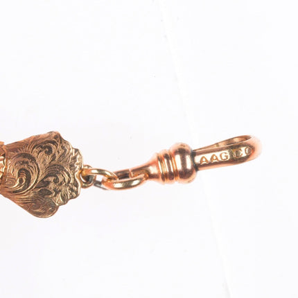 8.5" Antique 9k gold ruby hands link bracelet/fob/anklet