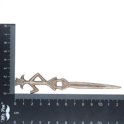 c1940's vintage Navajo hand stamped cast sterling silver kachina letter opener