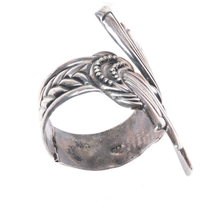 7.1" Vintage Sterling Taxco 980 silver modernist clamper cuff bracelet