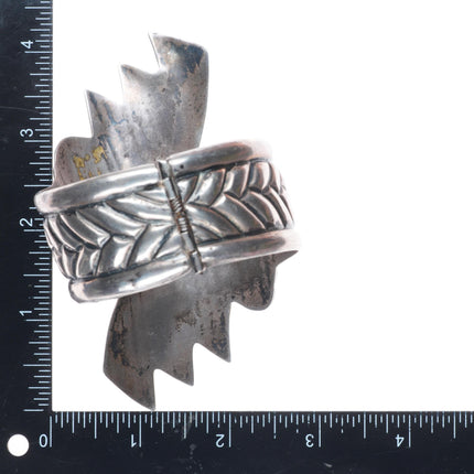 7.1" Vintage Sterling Taxco 980 silver modernist clamper cuff bracelet