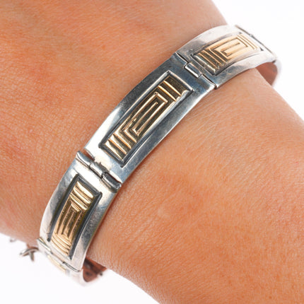 7.5" Ray Bennett Navajo 14k gold/Sterling silver stamped link bracelet