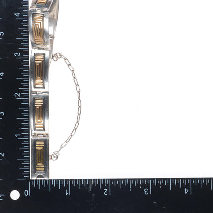 7.5" Ray Bennett Navajo 14k gold/Sterling silver stamped link bracelet