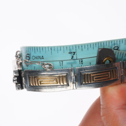 7.5" Ray Bennett Navajo 14k gold/Sterling silver stamped link bracelet