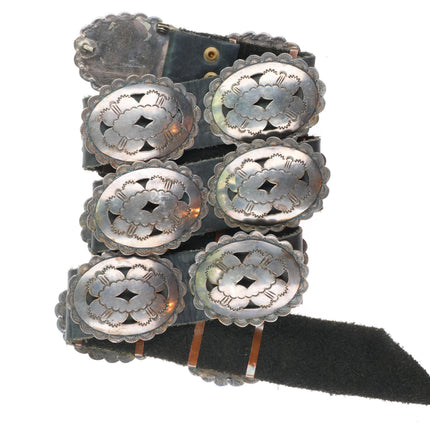 37" Jim Yazz Navajo sterling silver pierced stamped concho belt