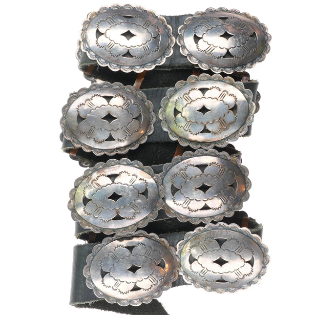 37" Jim Yazz Navajo sterling silver pierced stamped concho belt