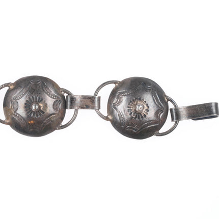 31.5" c1940's Navajo sterling silver deep stamped button concho belt