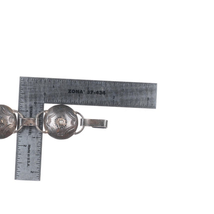 31.5" c1940's Navajo sterling silver deep stamped button concho belt