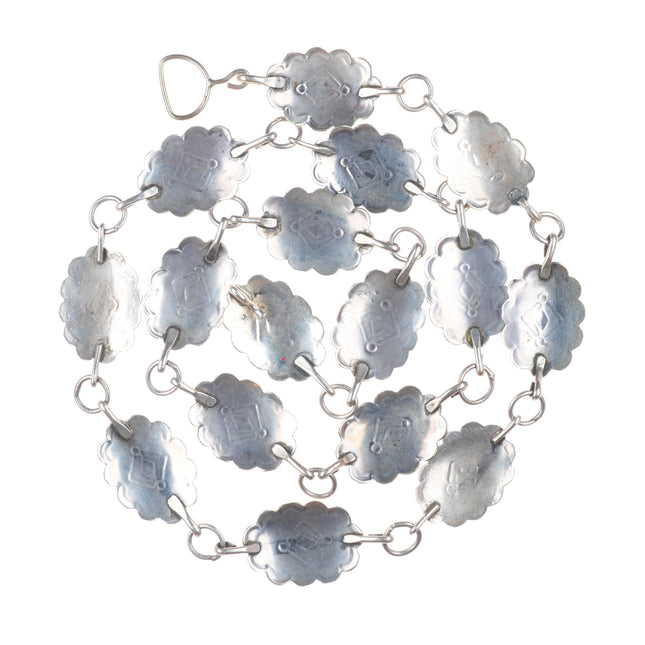 33" c1940's vintage Navajo stamped sterling silver link concho belt