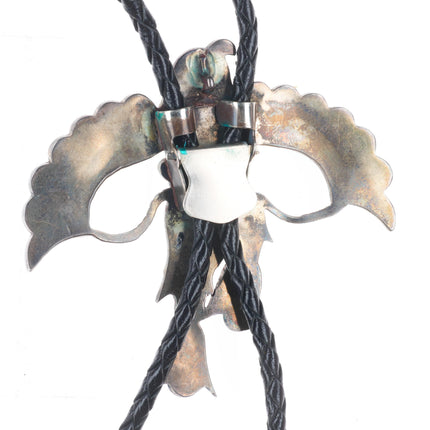 vintage Zuni sterling silver carved turquoise eagle dancer kachina bolo tie