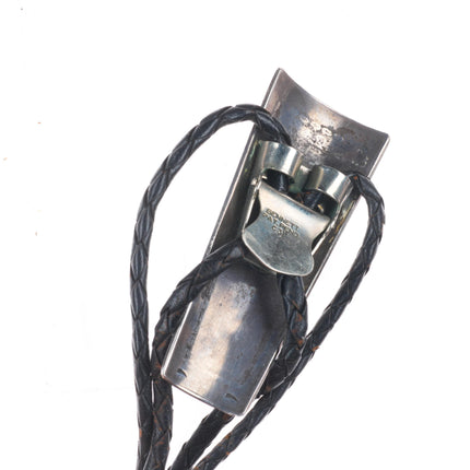 c1960 Vintage Navajo or Hopi sterling silver bolo tie with turquoise
