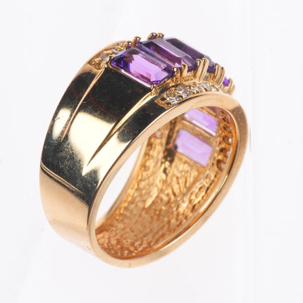 sz5 14k yellow gold Diamond and Amethyst ring by Dita