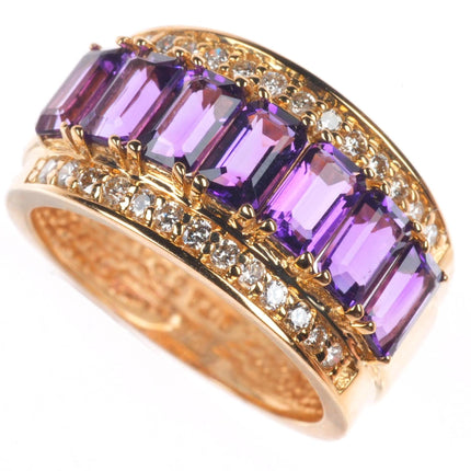 sz5 14k yellow gold Diamond and Amethyst ring by Dita