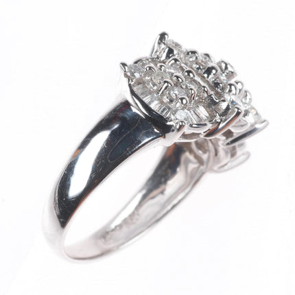 sz5.25 14k white gold 1.5cttw Diamond cluster cocktail ring