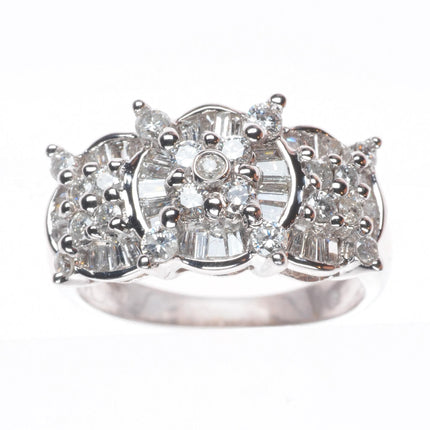 sz5.25 14k white gold 1.5cttw Diamond cluster cocktail ring
