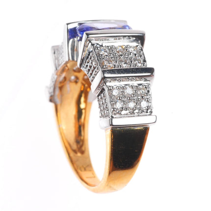 sz5.25 18k rose and white gold Tanzanite ring with pave set diamonds