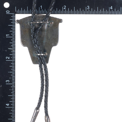 vintage tiger's eye sterling silver bolo tie with incredible Navajo tips