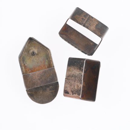 3/4" c1950 vintage Zuni sterling silver stone/shell inlay ranger belt buckle set