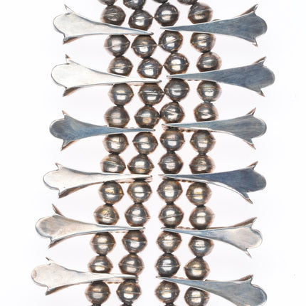 50's-60's Vintage Navajo sterling silver squash blossom necklace with turquoise
