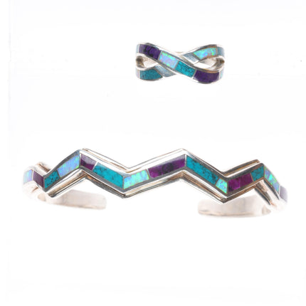 6.3" David Rosales Supersmith cuff bracelet sz7 ring sugilite, turquoise, opal