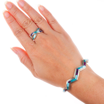 6.3" David Rosales Supersmith cuff bracelet sz7 ring sugilite, turquoise, opal