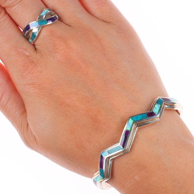 6.3" David Rosales Supersmith cuff bracelet sz7 ring sugilite, turquoise, opal