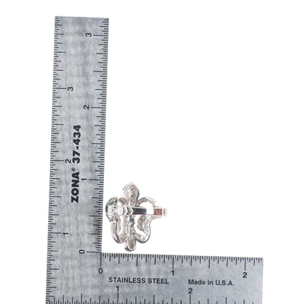 sz5 14k white gold Diamond Fleur De Lis ring
