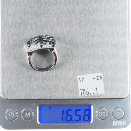 sz8 14k white gold Neda Behnam 1.5cttw White and Black pave set Diamond ring