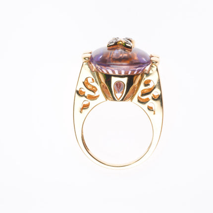 sz5.25 14k yellow gold Diamond pink Amethyst cocktail ring