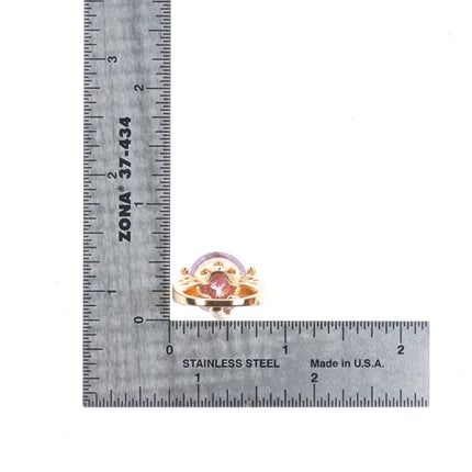 sz5.25 14k yellow gold Diamond pink Amethyst cocktail ring