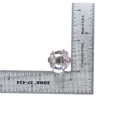 sz5 14k white gold, 10.5mm pearl, black diamond, rubies cocktail ring