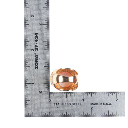 sz5 14k yellow gold pink Mabe pearl and diamond cocktail ring