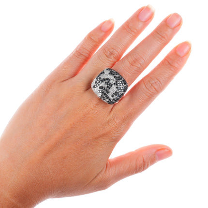 sz8 14k white gold Neda Behnam 1.5cttw White and Black pave set Diamond ring