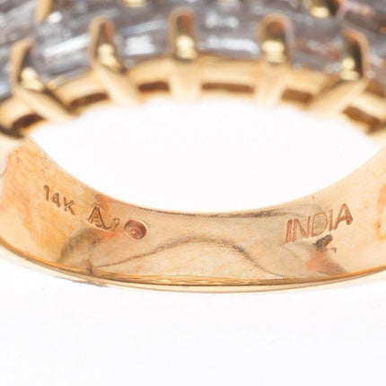 sz6 14k yellow gold baguette diamond cocktail ring